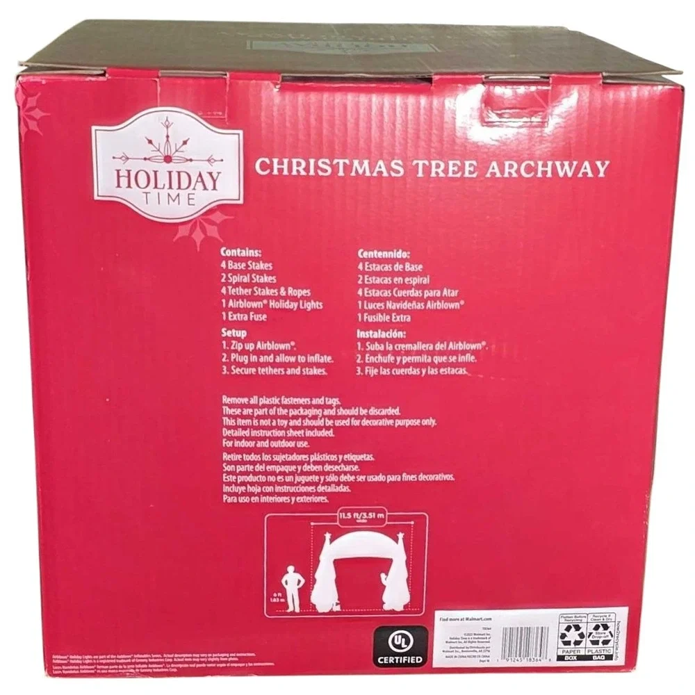Holiday Time Christmas Tree Archway Airblown Inflatable 11.5 ft LED Santa NEW‎